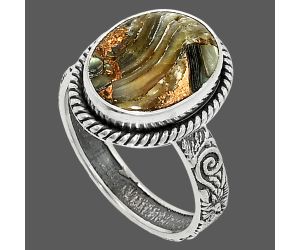 Copper Abalone Shell Ring size-8.5 SDR237657 R-1067, 11x14 mm