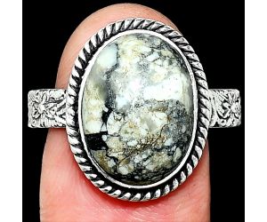 Authentic White Buffalo Turquoise Nevada Ring size-9.5 SDR237665 R-1067, 11x15 mm