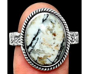 Authentic White Buffalo Turquoise Nevada Ring size-9.5 SDR237666 R-1067, 12x16 mm