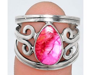 Kingman Pink Dahlia Turquoise Ring size-8 SDR237670 R-1132, 8x12 mm