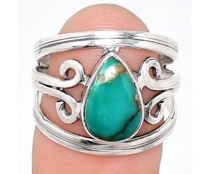 Natural Rare Turquoise Nevada Aztec Mt Ring size-7.5 SDR237671 R-1132, 7x11 mm