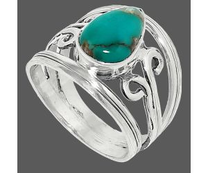Natural Rare Turquoise Nevada Aztec Mt Ring size-7.5 SDR237671 R-1132, 7x11 mm
