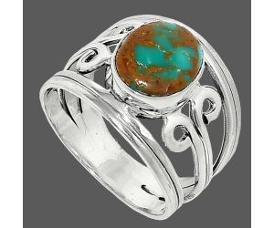 Natural Rare Turquoise Nevada Aztec Mt Ring size-7 SDR237691 R-1132, 8x10 mm