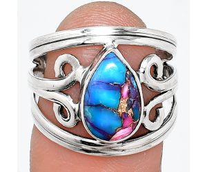 Kingman Pink Dahlia Turquoise Ring size-7 SDR237692 R-1132, 7x11 mm