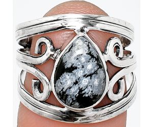 Snow Flake Obsidian Ring size-7 SDR237695 R-1132, 8x11 mm
