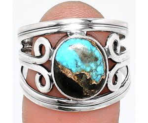 Shell In Black Blue Turquoise Ring size-8 SDR237697 R-1132, 9x11 mm
