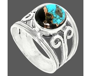 Shell In Black Blue Turquoise Ring size-8 SDR237697 R-1132, 9x11 mm