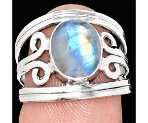 Rainbow Moonstone Ring size-7 SDR237703 R-1132, 8x10 mm