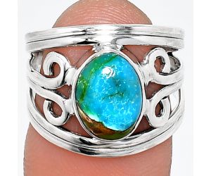 Multi Copper Turquoise Ring size-7 SDR237704 R-1132, 8x10 mm