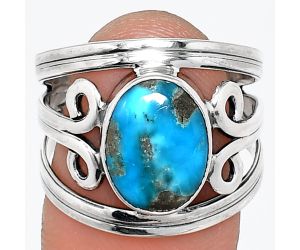 Natural Turquoise Morenci Mine Ring size-8 SDR237707 R-1132, 9x12 mm