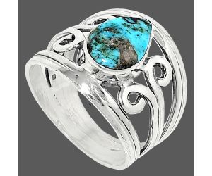 Natural Turquoise Morenci Mine Ring size-7 SDR237713 R-1132, 7x11 mm