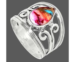 Kingman Pink Dahlia Turquoise Ring size-7 SDR237721 R-1132, 7x12 mm