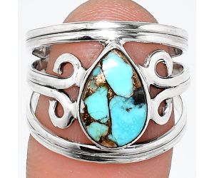 Kingman Copper Teal Turquoise Ring size-8 SDR237723 R-1132, 8x12 mm