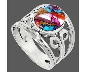Kingman Pink Dahlia Turquoise Ring size-8 SDR237730 R-1132, 9x12 mm