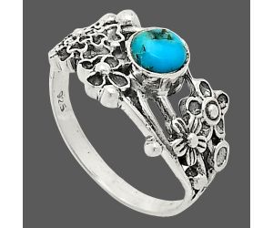Floral - Natural Turquoise Morenci Mine Ring size-6 SDR237734 R-1041, 5x5 mm