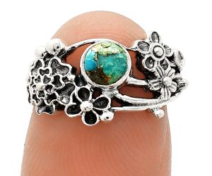 Floral - Kingman Copper Teal Turquoise Ring size-6 SDR237743 R-1041, 5x5 mm