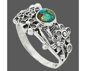 Floral - Kingman Copper Teal Turquoise Ring size-6 SDR237743 R-1041, 5x5 mm
