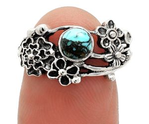 Floral - Lucky Charm Tibetan Turquoise Ring size-8 SDR237756 R-1041, 5x5 mm
