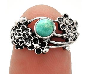 Floral - Natural Rare Turquoise Nevada Aztec Mt Ring size-6 SDR237758 R-1041, 5x5 mm
