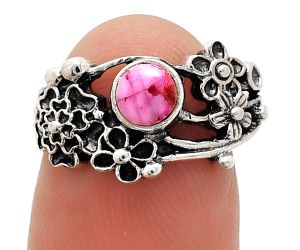 Floral - Kingman Pink Dahlia Turquoise Ring size-7 SDR237759 R-1041, 5x5 mm