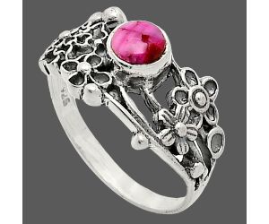 Floral - Kingman Pink Dahlia Turquoise Ring size-7 SDR237759 R-1041, 5x5 mm