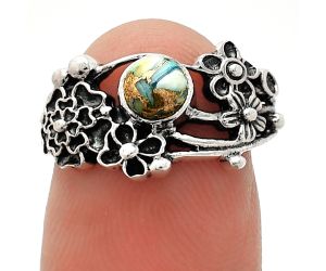 Floral - Spiny Oyster Turquoise Ring size-7 SDR237762 R-1041, 5x5 mm