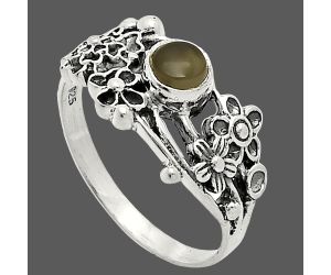 Floral - Gray Moonstone Ring size-9 SDR237764 R-1041, 5x5 mm