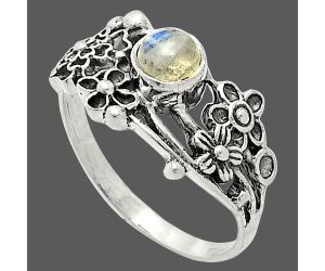 Floral - Rainbow Moonstone Ring size-8 SDR237771 R-1041, 5x5 mm