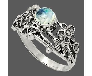 Floral - Rainbow Moonstone Ring size-6 SDR237774 R-1041, 5x5 mm