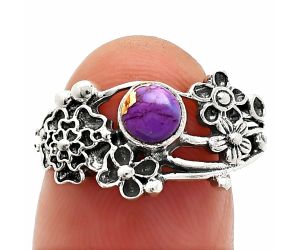 Floral - Copper Purple Turquoise Ring size-9 SDR237775 R-1041, 5x5 mm