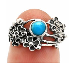 Floral - Natural Turquoise Morenci Mine Ring size-6 SDR237783 R-1041, 5x5 mm