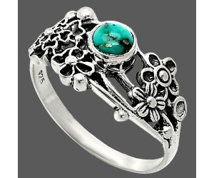 Floral - Natural Rare Turquoise Nevada Aztec Mt Ring size-8.5 SDR237784 R-1041, 5x5 mm