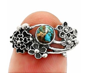 Floral - Kingman Copper Teal Turquoise Ring size-9 SDR237798 R-1041, 5x5 mm