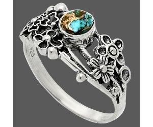 Floral - Kingman Copper Teal Turquoise Ring size-9 SDR237798 R-1041, 5x5 mm
