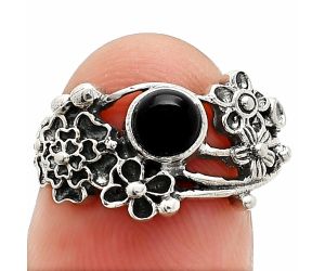 Floral - Black Onyx Ring size-6 SDR237806 R-1041, 5x5 mm