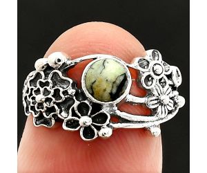 Floral - Authentic White Buffalo Turquoise Nevada Ring size-6 SDR237810 R-1041, 5x5 mm