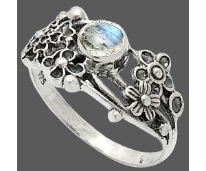 Floral - Rainbow Moonstone Ring size-8 SDR237812 R-1041, 5x5 mm