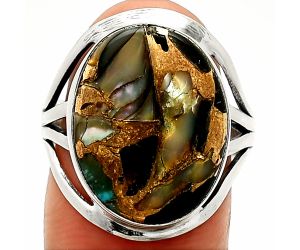 Copper Abalone Shell Ring size-8 SDR237859 R-1219, 14x18 mm