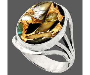 Copper Abalone Shell Ring size-8 SDR237859 R-1219, 14x18 mm