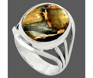 Copper Abalone Shell Ring size-8 SDR237872 R-1219, 14x17 mm