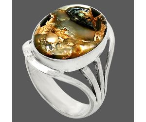 Copper Abalone Shell Ring size-8 SDR237890 R-1219, 13x18 mm