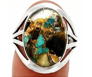 Shell In Black Blue Turquoise Ring size-8 SDR237926 R-1219, 13x18 mm