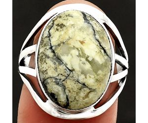 Authentic White Buffalo Turquoise Nevada Ring size-8 SDR237941 R-1219, 12x19 mm