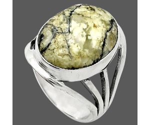 Authentic White Buffalo Turquoise Nevada Ring size-8 SDR237941 R-1219, 12x19 mm