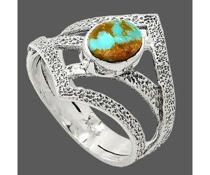 Natural Rare Turquoise Nevada Aztec Mt Ring size-8 SDR237977 R-1471, 6x8 mm