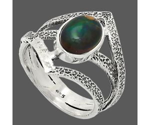 Black Ethiopian Opal Ring size-7.5 SDR238004 R-1471, 7x9 mm