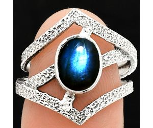 Blue Fire Labradorite Ring size-6.5 SDR238018 R-1471, 7x9 mm