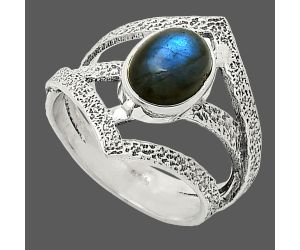 Blue Fire Labradorite Ring size-6.5 SDR238018 R-1471, 7x9 mm