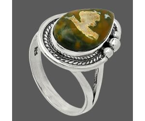 Rhyolite - Rainforest Jasper Ring size-7 SDR238030 R-1148, 9x15 mm