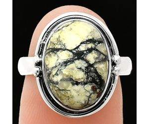 Authentic White Buffalo Turquoise Nevada Ring size-7 SDR238039 R-1175, 10x14 mm